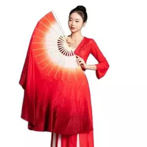 실크 레드화이트 2색 학예회 댄스부채 모조천연실크 백주홍 36플로 40 단플로