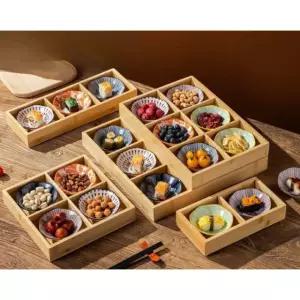 고바찌 반찬접시 트레이 일본 나무그릇 일식 4칸 트레이+접시 A형