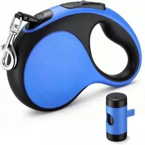 분리 가능한 똥주머니 홀더가 있는 16피트 길이의 접이식 개 목줄 최대 66파운드의 반려동물을 위한 5m