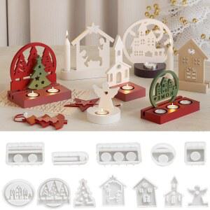 할로윈 크리스마스 캔들 홀더 금형 DIY 콘크리트 시멘트 촛대 장식 수지 석고 홈 아트