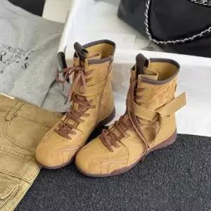 천진반여친 데일리룩 신발 워커힐 워커 웨스턴 부츠 스크럽 라운드 앵클 복싱화 KUK5