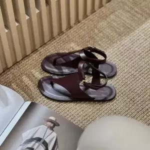 여친 빈티지 리얼 로마 스트랩 가죽 슈즈 사선 플랫 몰드 샌들 버전~ 신발 소가죽 KS5