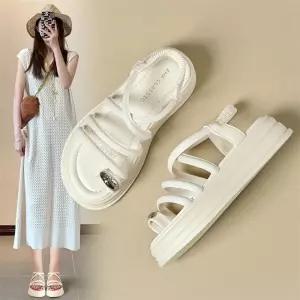 여자 샌들 보헤미안 크로스 비치 신발 토오픈 스트랩 통굽 KS5