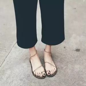 여성 스트랩 샌들 신발 크로스 플랫 슈즈 패션 끈 로마 여행 바캉스 비치 KS5