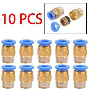 10PCS 공압 공기 커넥터 피팅 PC 4mm 6mm 8mm 10mm 12mm 스레드 1/4 1/8 3/8 1/2 호스 파이프 퀵
