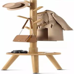 그린스텔 코트 랙8개의 후크 포함 나무 랙선반 4개의 높이 옵션이 있는 트리50.572.6인치 가방 옷 우산