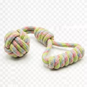 초와붕가 줄다리기 개 장난감 12인치 에코 코튼 인터랙티브 로프 그립 핸들 및 줄 볼 천연 무독성 염료