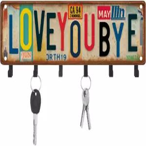 열쇠 홀더 벽걸이 러브 유 바이 후크 랙 정리함 걸이 6개의 있는 현관문용 아트 간판 장식빈티지 스타일