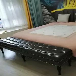 침대발치 베드 벤치 가죽 스툴 현관 엔틱 쇼파 침대 60x40x45 다크그린