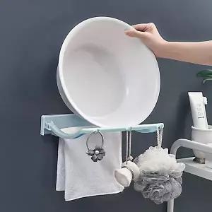 블루 접이식 부착식 홈슨 대야걸이 거치대 대야 욕실