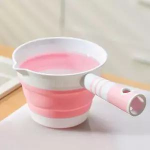 핑크 휴대용 자루바가지 소프트 폴딩 바가지 목욕