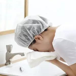 큐티 물방울 그레이 샤워캡 방수 헤어캡