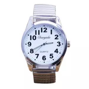 큰 손목시계 스테인레스 전자 시계줄 늘어나는 스틸 화이트 대형