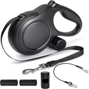 업그레이드된 접이식 개 목줄과 씹는 방지 케이블 최대 110파운드의 대형견을 위한 26피트의 튼튼한 엉킴