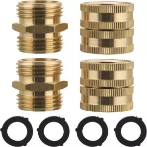 M MINGLE 가든 호스 어댑터 남성 대 여성 3/4인치 황동 커넥터 4팩 추가 세탁기 포함
