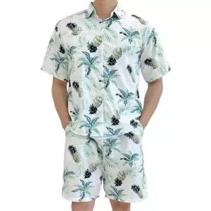 여름 하와이안 비치웨어 반팔셔츠 반바지 세트 심플