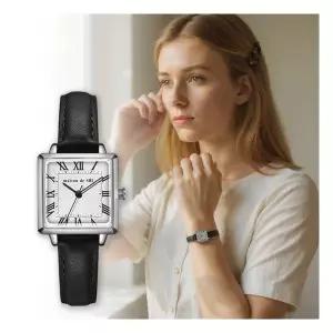 메종드쉬 여성 가죽 손목 시계 사각 로마 MDS401LBK 3167039
