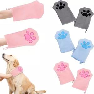 개 건조 장갑 3쌍 흡수력이 뛰어나고 매우 부드러운 극세사 애완동물 목욕 타월 고양이를 빠르게 말리고