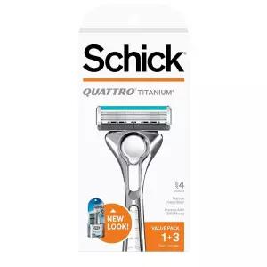 Schick Quattro 티타늄 면도기 ― Quattro, 면도기, 리필 블레이드 3개 포함 175490