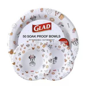 Glad 아동용 디즈니 미키와 친구들 일회용 종이 그릇 - 혼합 팩 미니 마우스 디자인 매일 사용할 수 있는