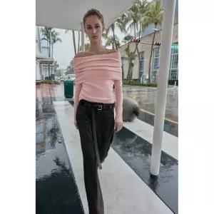 ZARA 자라 오프숄더 니트 스웨터 - 라이트 로즈 120990