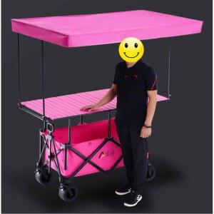변신 캠핑 접이식 카트 노점 딸기 테이블 분홍 바자회 파라솔 왜건 120CM 웨건