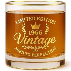 빈티지 1966 위스키 글라스 - 한정판 남성용 60번째 생일 선물, 완벽한 록스 글라스, 아빠 남편을 위한 올