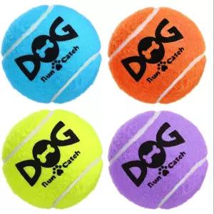 삐걱거리는 개 공 강아지용 테니스 멀티컬러 라지 3.0피트 4팩