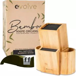 진화 대나무 나이프 블록 범용 주방 홀더 최대 9인치의 블레이드를 덮고 세탁기 세척 가능하고 BPA 프리