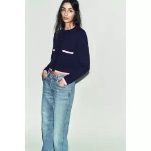 zara 자라 콤비 니트 재킷 - 네이비147509