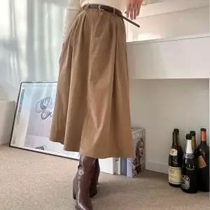 여자 골덴스커트 플레어 올드머니 가을 벨트 롱스커트