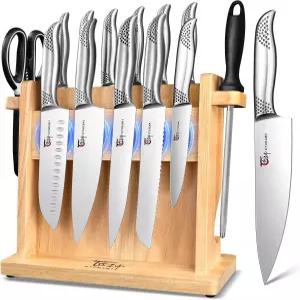 주방용 일식 나이프 세트 블록 및 샤프너가 포함된 마그네틱 커플 결혼식 여성 또는 선물 상자가 있는