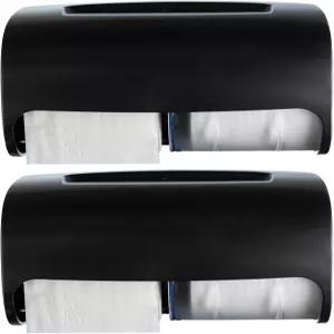 2팩 상업용 화장지 디스펜서 벽걸이 이중 2롤 잠금 홀더 블랙 컴팩트한 나란히 디자인 티슈 페이퍼