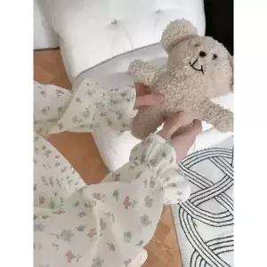 팽블몰 면 봄 공주풍 롱스커트 잠옷 러블리 커플 잠옷세트 긴팔넥 실내복 HO1