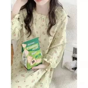 팽블몰 면 봄 사 잠옷 잠옷세트 러블리 커플 실내복 롱스커트 HO1