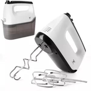 스냅온 수납 케이스가 있는 모스 앤 스톤 화이트 핸드 믹서 6단 스피드 일렉트릭 케이크 크림 푸드 비터를