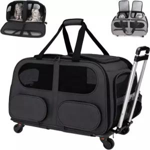 바퀴와 확장 가능한 공간이 있는 다용도 멀티 모드 반려동물 캐리어 가방 고양이와 작은 개블랙에게