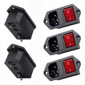 10A 250V 3 터미널 전원 소켓(퓨즈 홀더 포함) 로커 스위치 AC 코드 입구 플러그 소켓