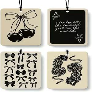 블랙 코켓 걸리 자동차 공기청정기 4개 다크 레트로 보우 체리 에이스 카드 치타 걸이용 여성용 프레피