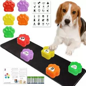 36개의 스티커와 19.6인치 고무 패드가 있는 의사소통용 버튼 반려동물 훈련용 녹음 가능 음성