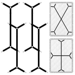 TEESSUE 4개 침대 시트 스트랩 조절 가능한 맞춤 클립으로 시트를 무겁게 고정 매트리스 홀더로 단단하고 단단히 고정(블랙)