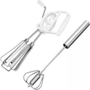 흰 봉지 달걀 비터 2개 대형 반자동 스테인리스 믹서 1개 베이킹 및 요리를 위한 내구성 있는 주방 도구
