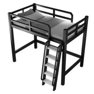어른 이층침대 프레임(매트리스 별도) 남매 블랙 펜션 측면 경사 사다리 블랙 바닥