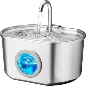 고양이 분수 리스 스틸 74/2.2리터 - 반려동물 급수기 내부 자동 개 급수 디스펜서 볼 사료 및 용품 필터