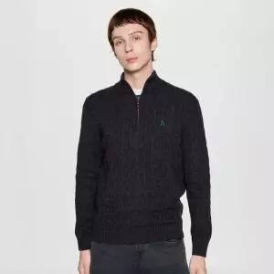 매장정품 HAZZYS 헤지스 남성 울 케이블 하프 집업니트 HZSW5D326CG 1005147