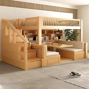 원목 이층침대 책상 책장 작은방 겸용 사다리 스타일 이층 A