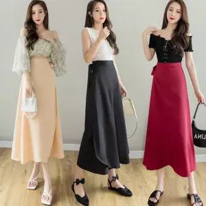 여자 스트랩 A라인 러블리 캐주얼 쉬폰 랩 스커트