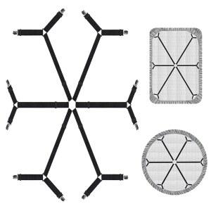 QoeCyct 시트 패스너 풀 퀸 킹 트윈 침대용 조절 가능한 탄성 침대 홀더 스트랩 6방향 크로스 클립 멜빵 밴드 장착된 원형 및 정사각형 매트리스