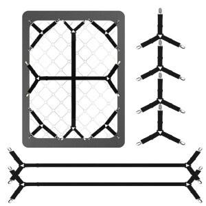 루예나 침대 시트 스트랩 풀사이즈 침대용 PCS 안전 및 장착 6개 조절 가능한 클립 모서리용 탄성 패스너 홀더 수면 경험 향상(블랙)