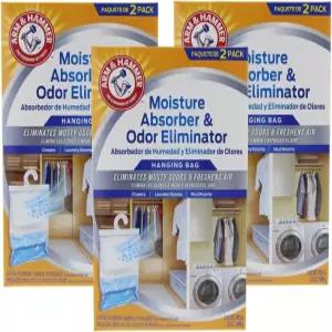 암 앤 해머 수분 흡수기 및 냄새 제거기 16온스 걸이 가방 3팩총 6봉지 옷장 세탁실 진흙 방을 위한 퀴퀴한